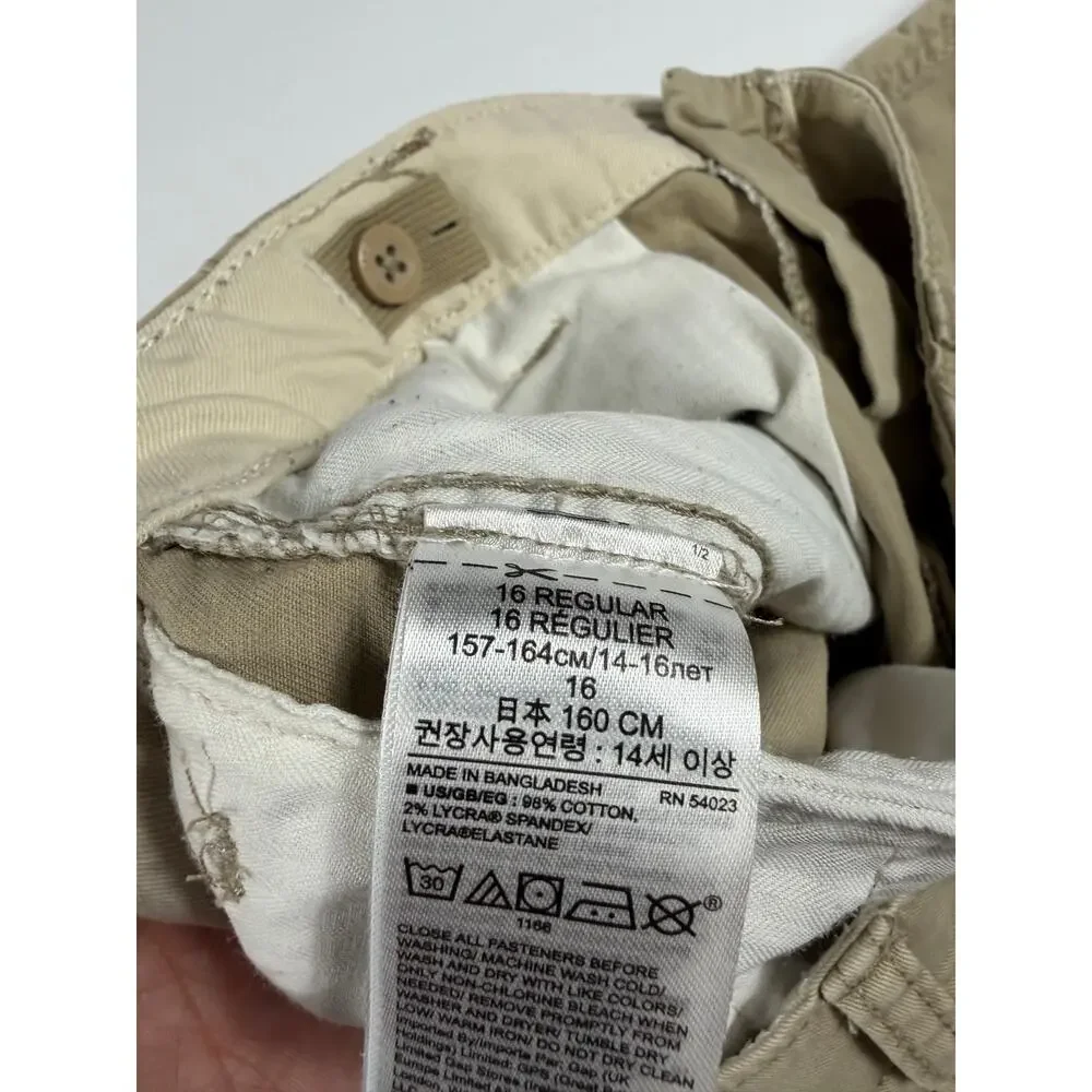 Gap Kids Stretch Chino Khaki Shorts Tan Adjustable Waist Boys Size 16